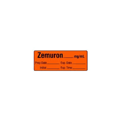 Pharmacy Label Anesthesia Label Zemuron _____