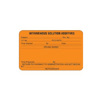 Pharmacy Label Information Alert Intravenous