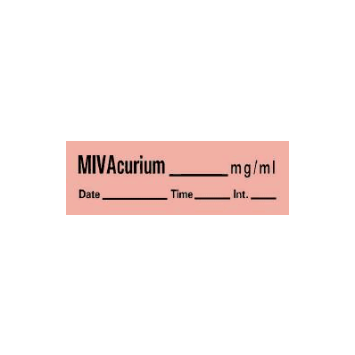 Pharmacy Label Timemed Anesthesia Label Mivac