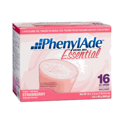 PhenylAde Essential DM, 40 grams, Strawberry Pouches, PKU Oral Supplement