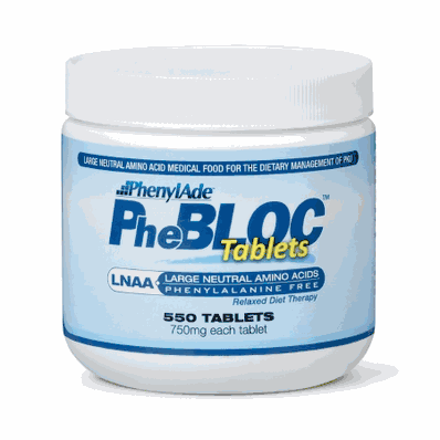PhenylAde PheBLOC Tablets, LNAAs, 550 - 750mg tabs/jar