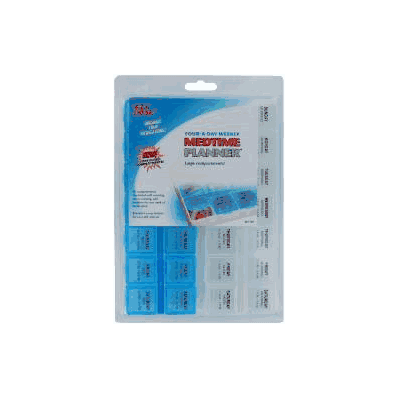 Pill Organizer, 8-1/2" x 6" x 1-1/4" Plastic with 28 Compartments