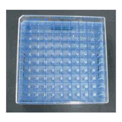 Polycarbonate box 2" with dividers(100-cell) (5.3x5.3x2. 13.4 x 13.4 x 5.1 cm) EACH