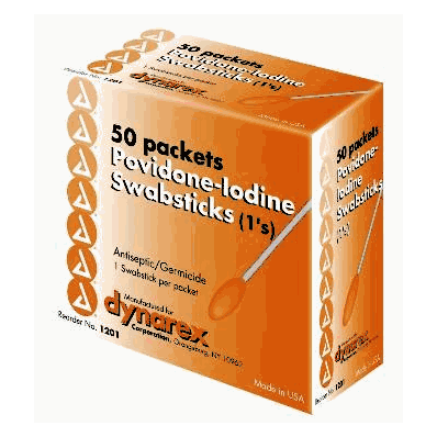 Povidone Iodine Swabsticks 1's - 10/50/Cs - D