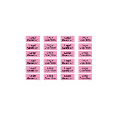 Pre-printed Label Legal Guardian Pink / Black