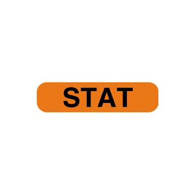 Pre-printed Label "STAT", 1-1/2" X 3/8", Orange