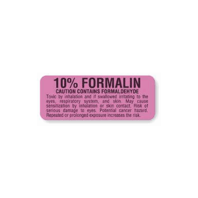 Pre-printed Label Warning Label 10% Formalin