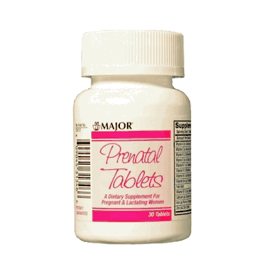 Prenatal Vitamin Supplement, 30/Bt, 27 mg - 0.8 mg Strength