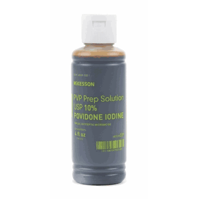 Prep Solution PVP, Povidone Iodine 10% in a 4 oz