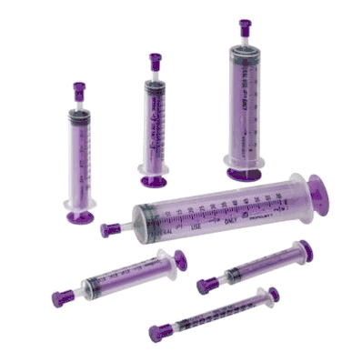 Purple Tint Oral Dispenser Syringes, 6 mL Purple, 100/Bx