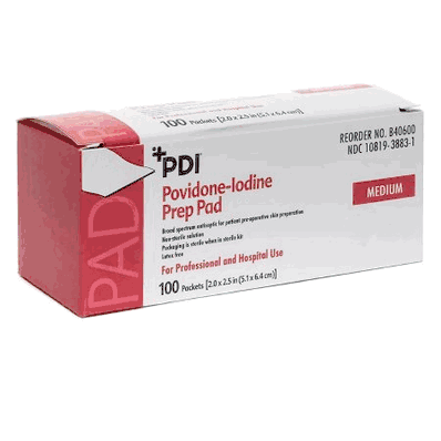 PVP Prep Pad, Povidone Iodine 10% 1.2" X 2.25" Individual Packets