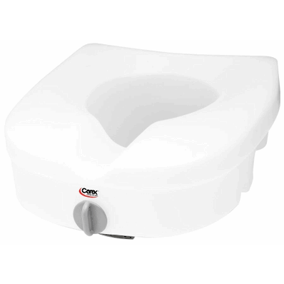 Raised Toilet Seat, color White, 5" Twist Lock