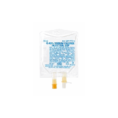 Replacement Preparation, 50 mL Fill in 120 mL, 0.45% Flexible Bag, sold as 80/Cs #773036