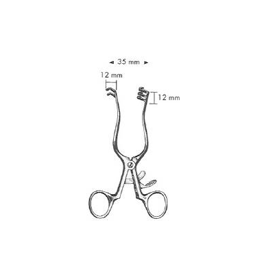 Retractor, Weitlaner 2x3 teeth, 12 mm X 4" Long Sharp