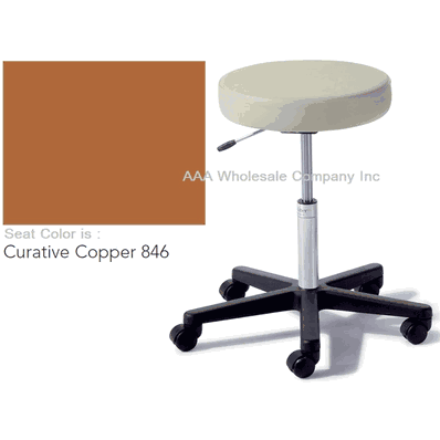 Air Lift Stool, with Soft Rubber Casters, CURATIVE COPPER