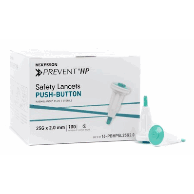 Safety Lancet, 25 Gauge with 2.0mm, Teal