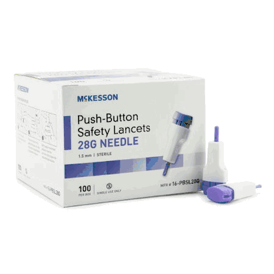 Safety Lancet, 28 Gauge with 1.5mm, Purple
