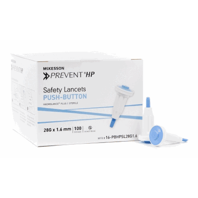 Safety Lancet, 28 Gauge with 1.6mm, Light Blue