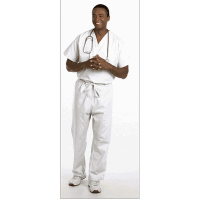 Scrub Pant, Tall, White, Reversible Drawcord