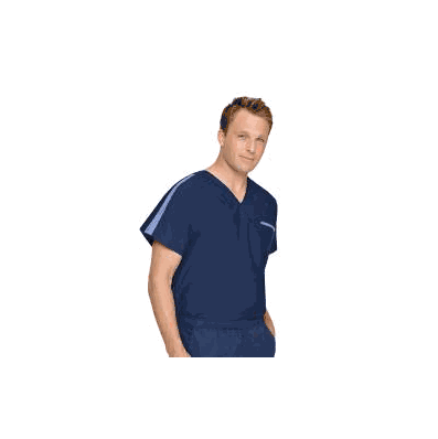 Scrub Shirt Large Ceil Blue With Steel Grey T