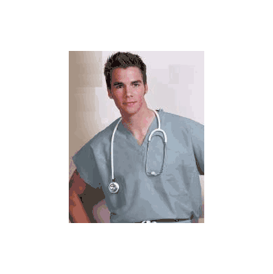 Scrub Shirt Large Jade Green 2 Pockets Cap Sl