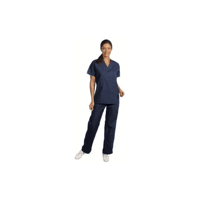 Scrub Shirt Large Navy 1 Pocket Set-in Short