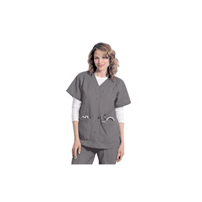 Scrub Shirt Large Steel Gray 4 Pockets Set-in
