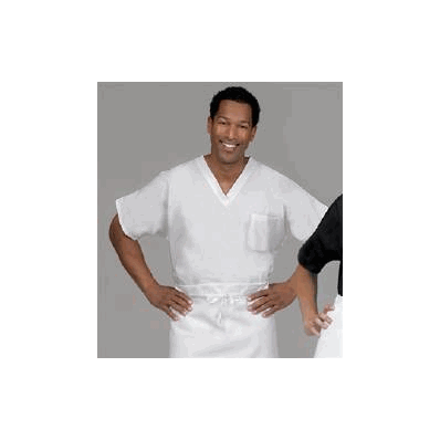 Scrub Shirt Large White 1 Pocket Short Sleeve
