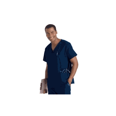 Scrub Shirt Large White 2 Pockets Short Sleev