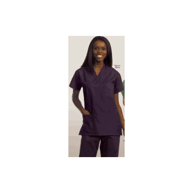 Scrub Shirt Medium Eggplant 3 Pockets Set-in