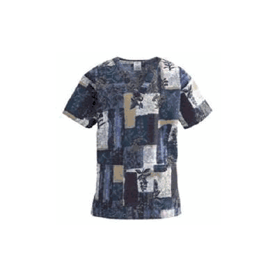 Scrub Shirt Medium Indigo Colage 2 Pockets Un