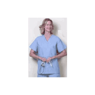 Scrub Shirt Medium Misty 1 Pocket Set-in Slee
