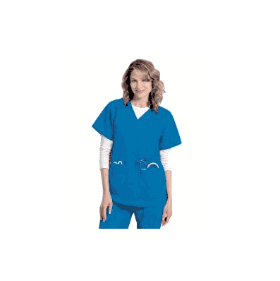 Scrub Shirt Medium True Red 4 Pockets Set-in