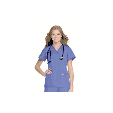 Scrub Shirt Small Ceil Blue 2 Pockets Set-in
