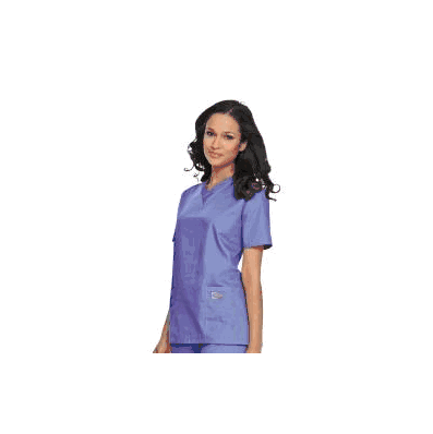 Scrub Shirt Small Ceil Blue 3 Pockets Set-in