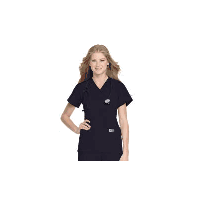 Scrub Shirt Small Navy Blue 2 Pockets Set-in