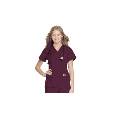 Scrub Shirt Small Wine 2 Pockets Set-in Short