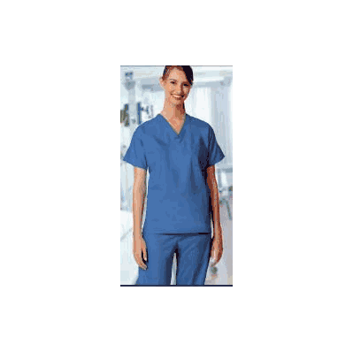 Scrub Shirt X-large Navy Blue 2 Pockets Short