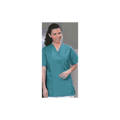 Scrub Shirt X-large Teal 2 Pockets Set-in Sle
