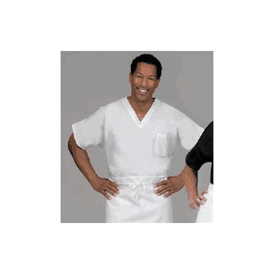 Scrub Shirt X-small White 1 Pocket Short Slee