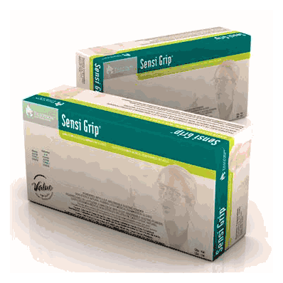 Sensi Grip Latex Exam Gloves, Lightly Powdere