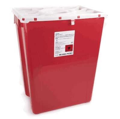 Sharps Container, 20.8" H x 17.3" W x 13" L, 12 Gallon Red