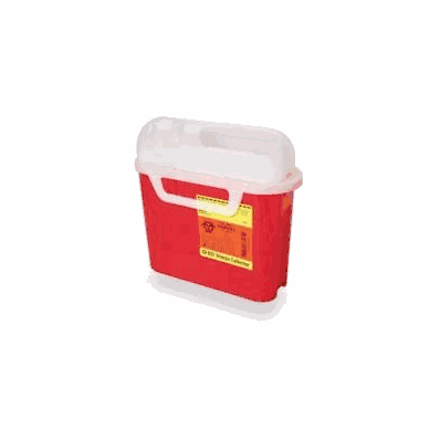 Sharps Container, 5.4 quart RedBase/White Lid, Mailbox Style with Absorbant Pad
