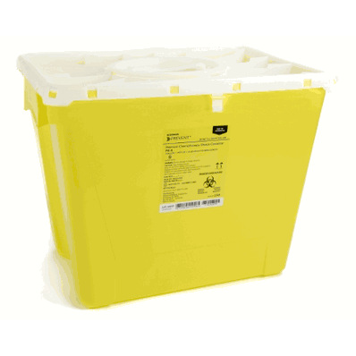 Sharps Container, 13.5" H x 17.3" W x 13" L, Yellow - Chemo