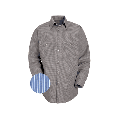Shirt, Stripe, Unisexwork, 65p/35c, L / S, Bl