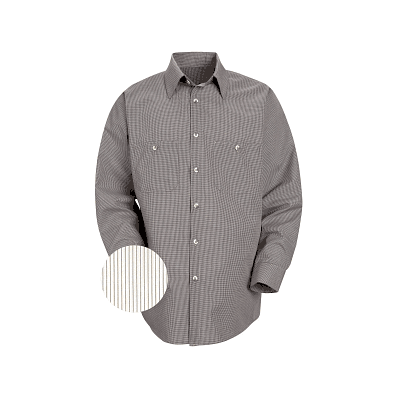 Shirt, Stripe, Unisexwork, 65p/35c, L / S, Wh