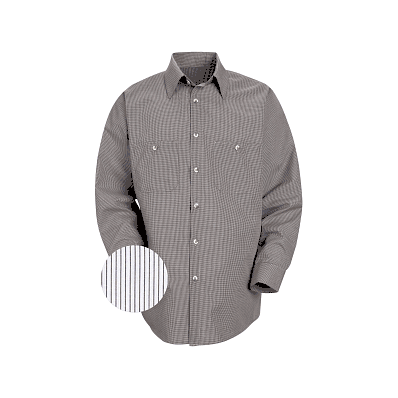 Shirt, Stripe, Unisexwork, 65p/35c, L / S, Wh