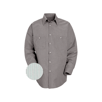 Shirt, Stripe, Unisexwork, 65p/35c, L / S, Wh