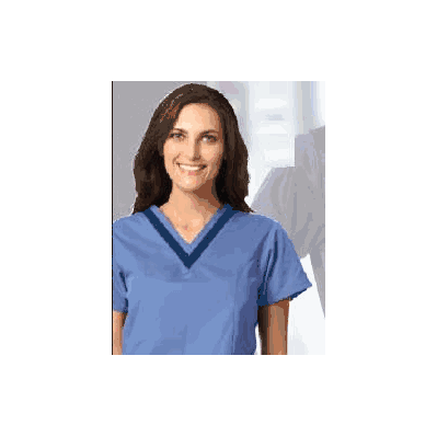Shirt, Tunic StafF Dbl V-neck Lds Clblu Nvy T