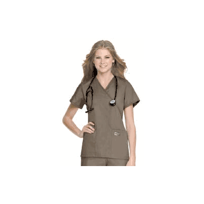 Shirt, Tunic StafF Faux Wrap Taupe Sm - - La